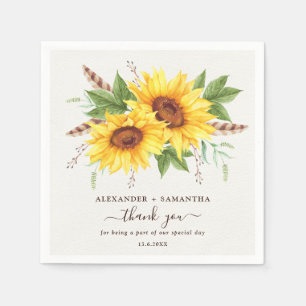 Trendige Aquarell-Sonnenblumen Boho Sommerblumen Serviette