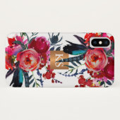 Trendige Aquarellbäume metallisches Kupfermonogram Case-Mate iPhone Hülle (Rückseite (Horizontal))