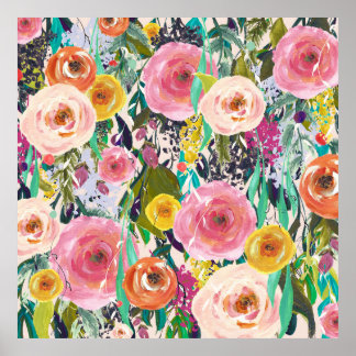 Trendige Art Painted Blume Poster Art Print