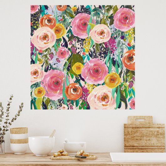 Trendige Art Painted Blume Poster Art Print (Küche)