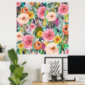 Trendige Art Painted Blume Poster Art Print (Heimbüro)