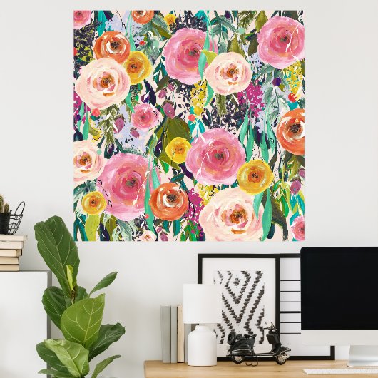 Trendige Art Painted Blume Poster Art Print (Heimbüro)