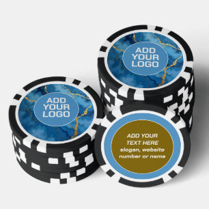 Trendige Azure Blue Gold Marmor Kollektion Pokerchips