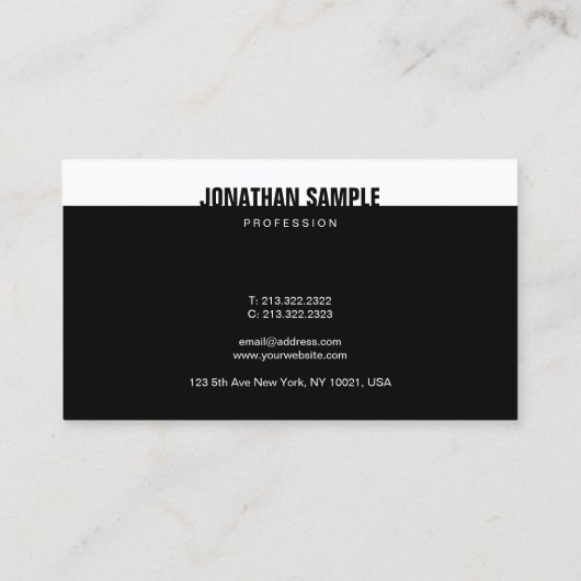 Trendige B&W Moderne Elegante Schwarz-weiße Vorlag Visitenkarte (Rückseite)