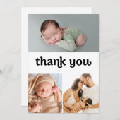 Trendige Baby-Multiple-Fotos Dankeskarte (Vorne/Hinten)