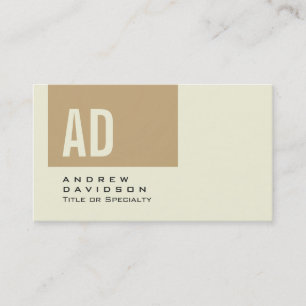 Trendige Beige-Streifen Monogramm stilvolle Visite Visitenkarte