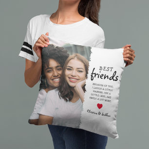 Trendige beste Freundinnen Foto & Zitat   Besties Kissen