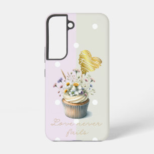 Trendige Bibel Mauve Grau Punkt Blumen Cupcake Her Samsung Galaxy Hülle