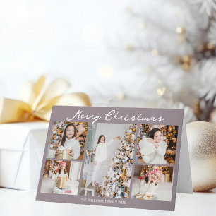 Trendige blasslila Frohe Weihnachten Foto Collage
