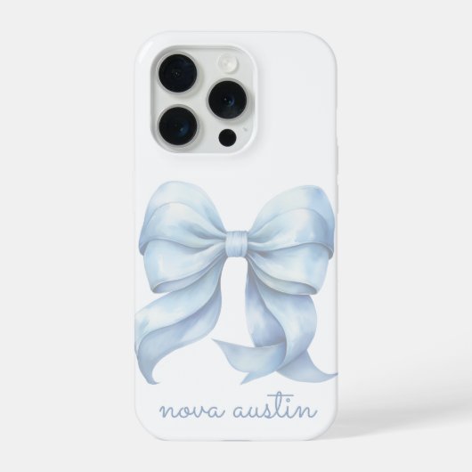 Trendige blaue Schleife personalisiert mit Namen M iPhone Hülle (Rückseite)