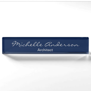Trendige Blaugraue Schrift-Architekten-Nameplate Namensplakette