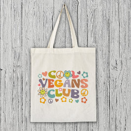 Trendige Blume Retro Veganer Club Tragetasche