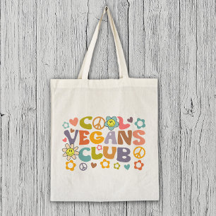 Trendige Blume Retro Veganer Club Tragetasche
