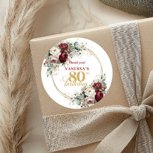 Trendige Blush Burgundy 80. Geburtstag Aufkleber