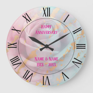 Trendige Blush Pink Soft Mint Gold Luxus-Kollektio Große Wanduhr