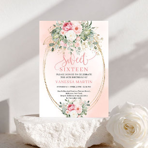 Trendige Blush-Roségold-Einladung zum Sweet Sixtee Einladung