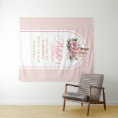 Trendige Blüten und Prosecco-Brautparty-Hintergrun Wandteppich (Beispiel (Horizontal))