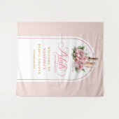 Trendige Blüten und Prosecco Kulisse für Brautpart Wandteppich (Vorderseite (Horizontal))