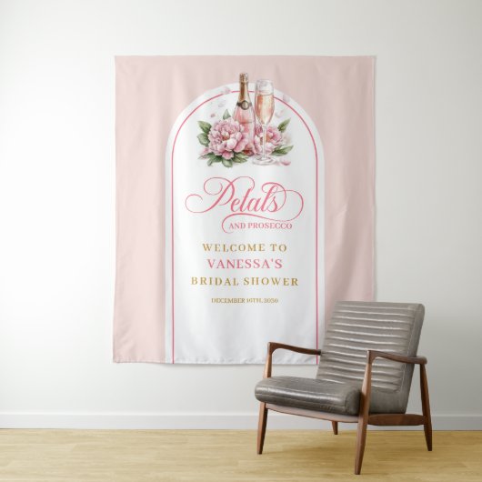 Trendige Blütenblätter und Prosecco Brautparty Hin Wandteppich (Beispiel)
