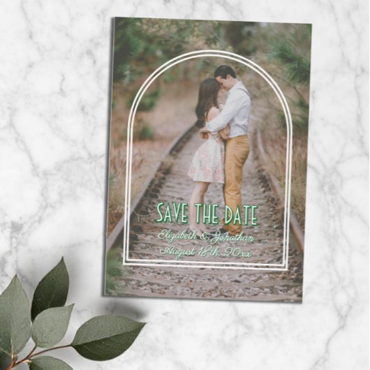 Trendige Bogen-Hochzeit - Rettet das Datum Save The Date