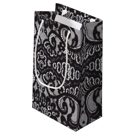 trendige böhmische, mädchenhafte Pariser Schwarze  Kleine Geschenktüte (Rückseite Schrägansicht)