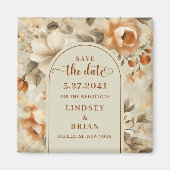 Trendige Boho Kupfer Elfenbein Oliv Blumen Wichtig Magnet (Vorne)