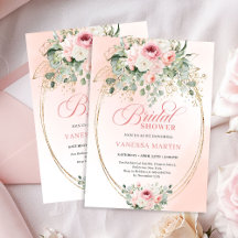 Trendige Boho-Rosa-Rosen-Hochzeitsduscheinladung