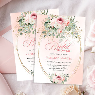 Trendige Boho-Rosa-Rosen-Hochzeitsduscheinladung Einladung