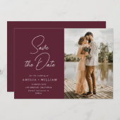 trendige Bordeaux-Hochzeit Speichern Sie das Datum Save The Date (Vorne/Hinten)