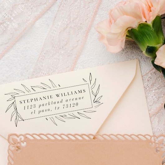 Trendige botanische Blätter Rücksendeadresse von F Gummistempel