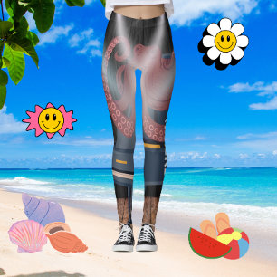 Trendige Braune Krakenarme Fitnessstudio-Übung Fra Leggings