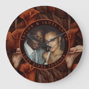 Trendige Calla-Lilien-Blüten-Destination-Hochzeit Große Wanduhr