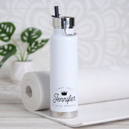 Trendige Chic Pilates Prinzessin Schwarze Typograf Trinkflasche