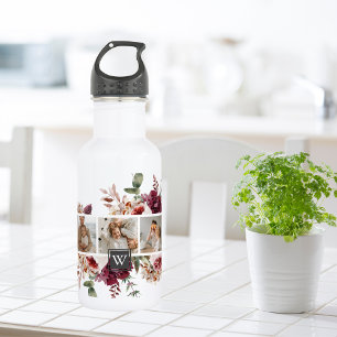 Trendige Collage Familienfoto Farbige Blumen Gesch Edelstahlflasche