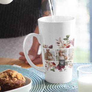 Trendige Collage Familienfoto Farbige Blumen Gesch Milchtasse
