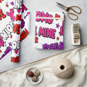 Trendige Comic-Book-Graffiti-"Sei mein"-Typografie Geschenkpapier