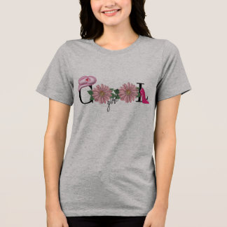 Trendige Cool Girl Blumen Hohe Absätze & Hut Tri-Blend Shirt