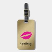Trendige Coole Imitate Gold Pink Lips Gepäckanhänger (Vorderseite vertikal)