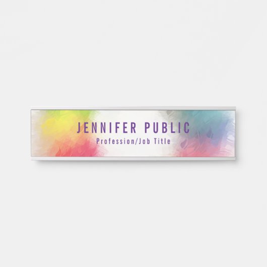 Trendige Custom Modern Elegante Rainbow Colors Türschild (Vorderseite )