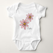 Trendige Daisy Blush Pink Ink Art Baby Strampler (Vorderseite)