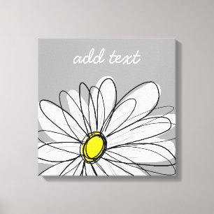 Trendige Daisy mit Grau und Gelb Leinwanddruck