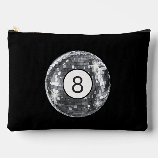 Trendige Diskothek Ball Art, Schwarz und Silber Re Zubehörtasche (Vorderseite)