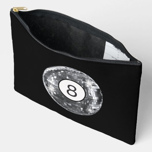 Trendige Diskothek Ball Art, Schwarz und Silber Re Zubehörtasche (Offen)