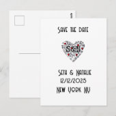 trendige Doodle-Liebe Save the Date Postkarte (Vorne/Hinten)
