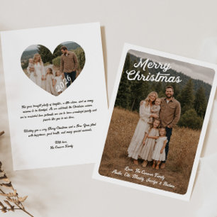 Trendige doppelseitige Familienfoto-Weihnachtskart Feiertagskarte