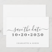 Trendige einfache Skript-Typografie „Save The Date Save The Date (Vorne/Hinten)