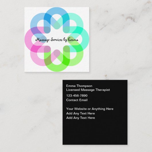 Trendige, einzigartige Massagetherapeut Business C Quadratische Visitenkarte (Vorne/Hinten)