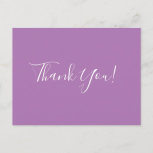 Trendige Elegante Kalligrafie Lavendel Danke Postkarte