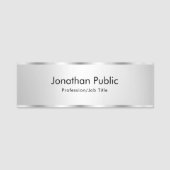 Trendige Elegante moderne Template-Imitate Silver Namensschild (Vorderseite)