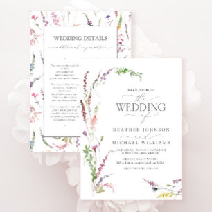 Trendige Elegante Wildblume Blumendetails Hochzeit Einladung